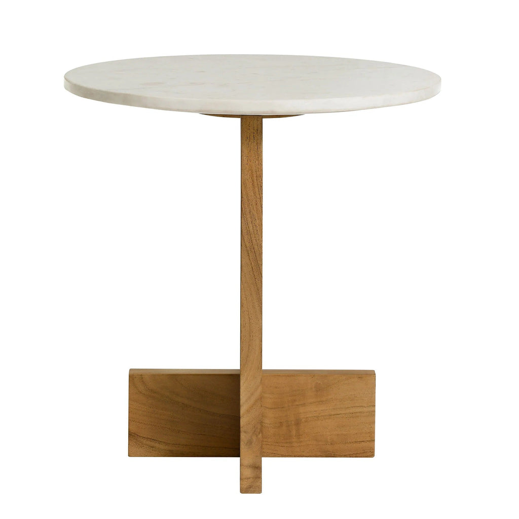 Tarin Acacia Wood and Marble Side Table in Natural