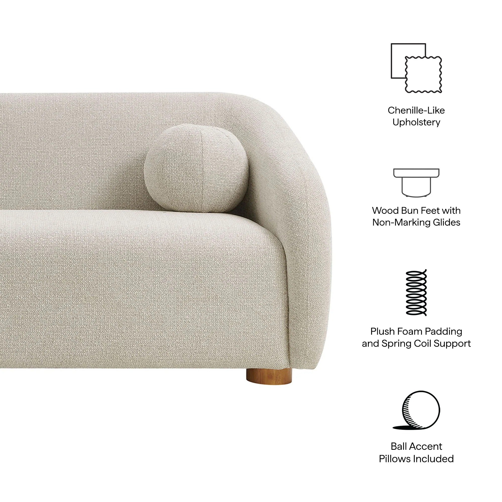 Holland 85" Chenille Fabric Sofa
