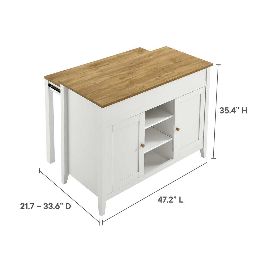 Garland 3-Piece Kitchen Island and Stool Set in Oak White