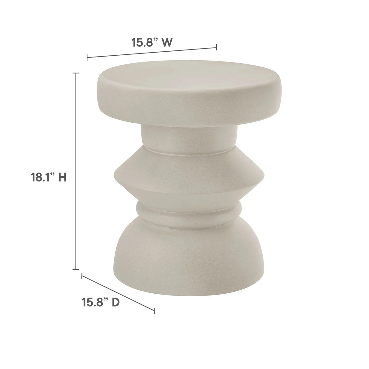 Terza Indoor - Outdoor Patio Concrete Side Table in Light Gray