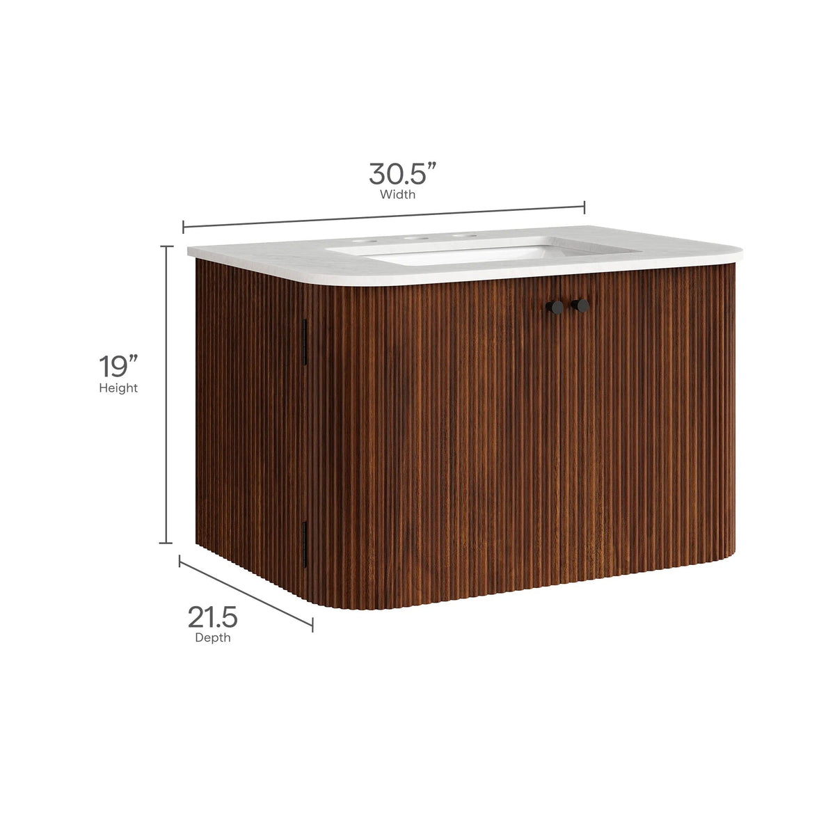 Zia 24" Wall-Mount Bathroom Vanity with Marble Sink