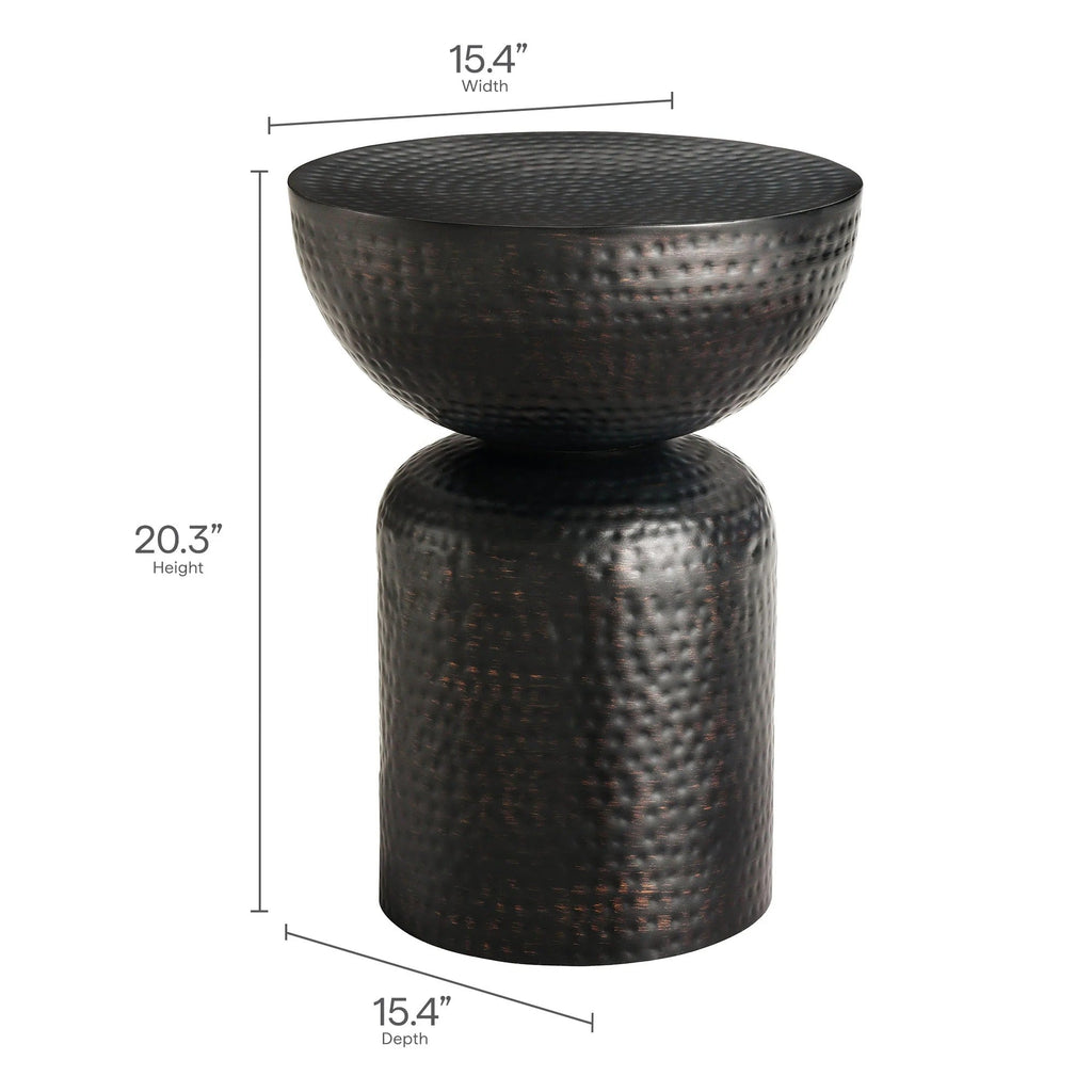 Mella Metal Hammered Side Table in Black