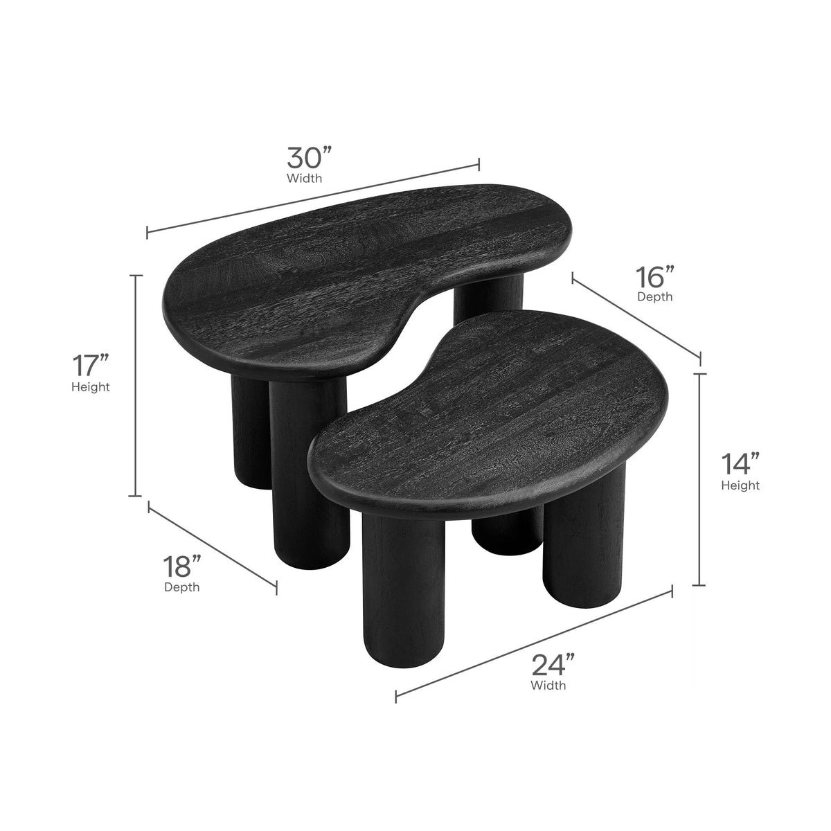 Hackney Mango Wood Nesting Coffee Table Set