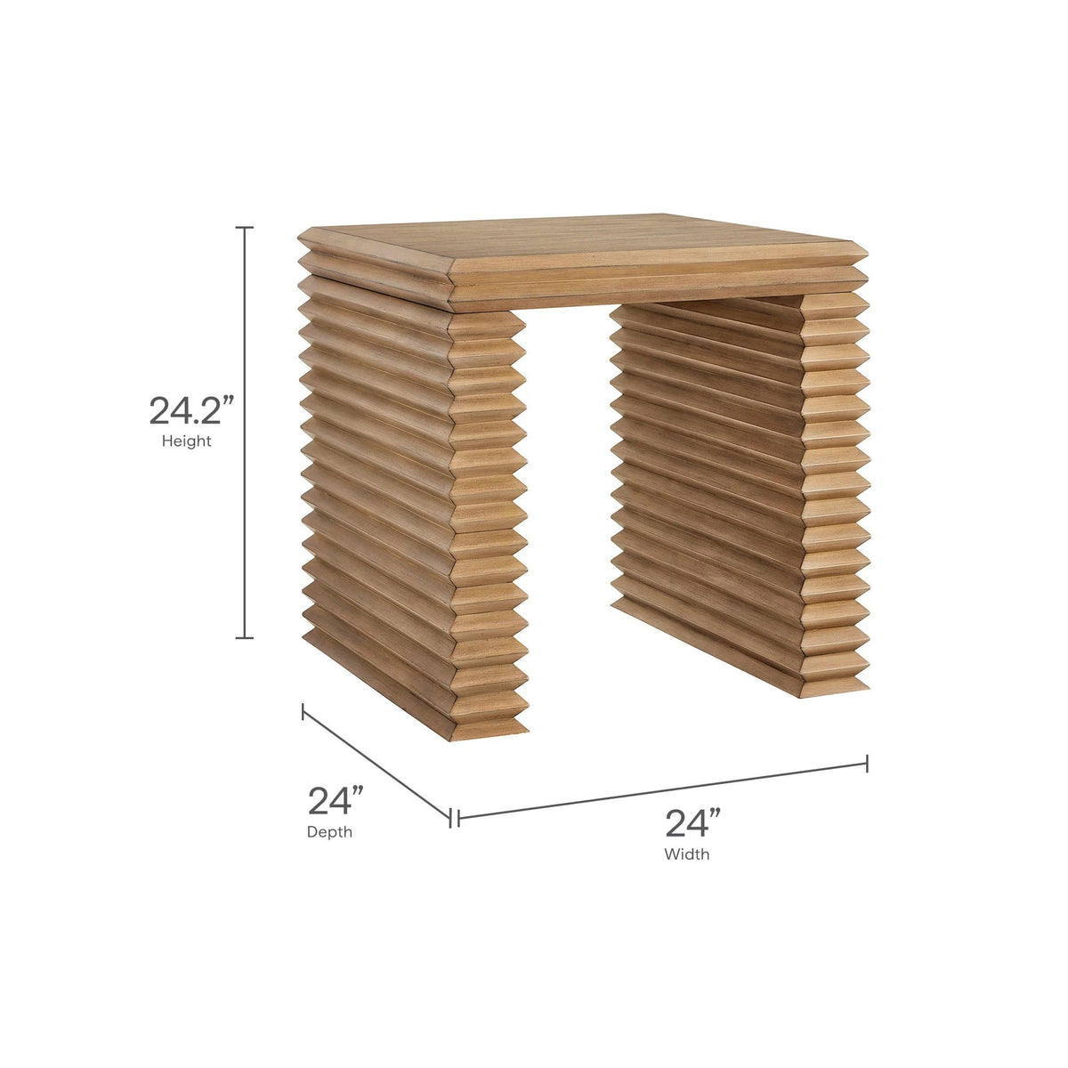 Canto Square 24" Stacked Design End Table in Weathered Oak