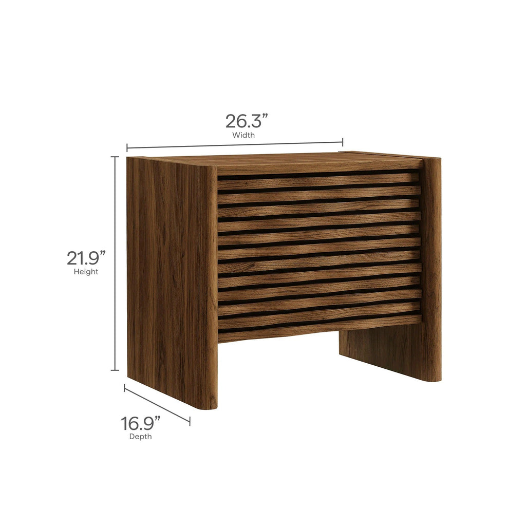 Emric Wave Nightstand in Walnut