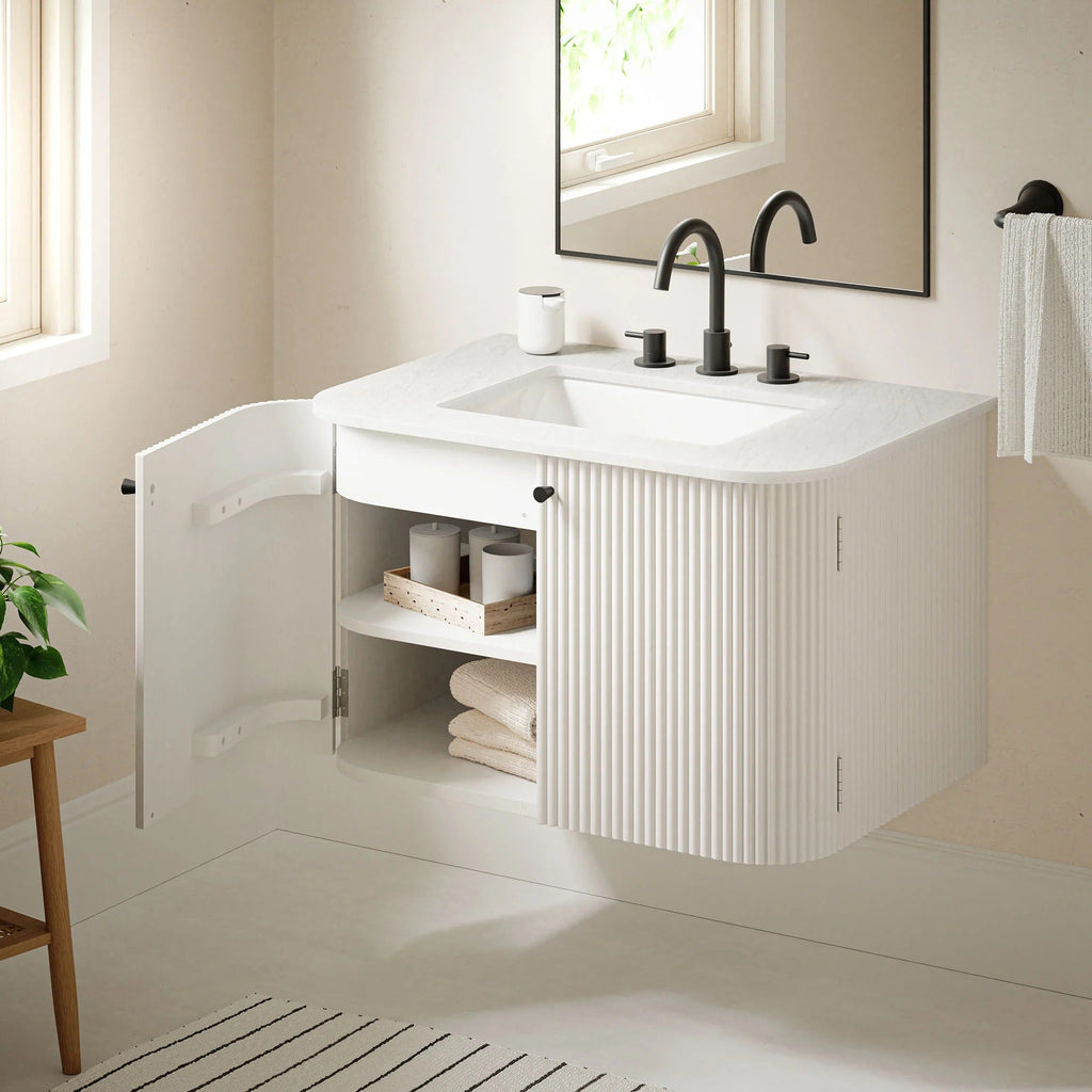 Zia 24" Wall-Mount Bathroom Vanity with Marble Sink