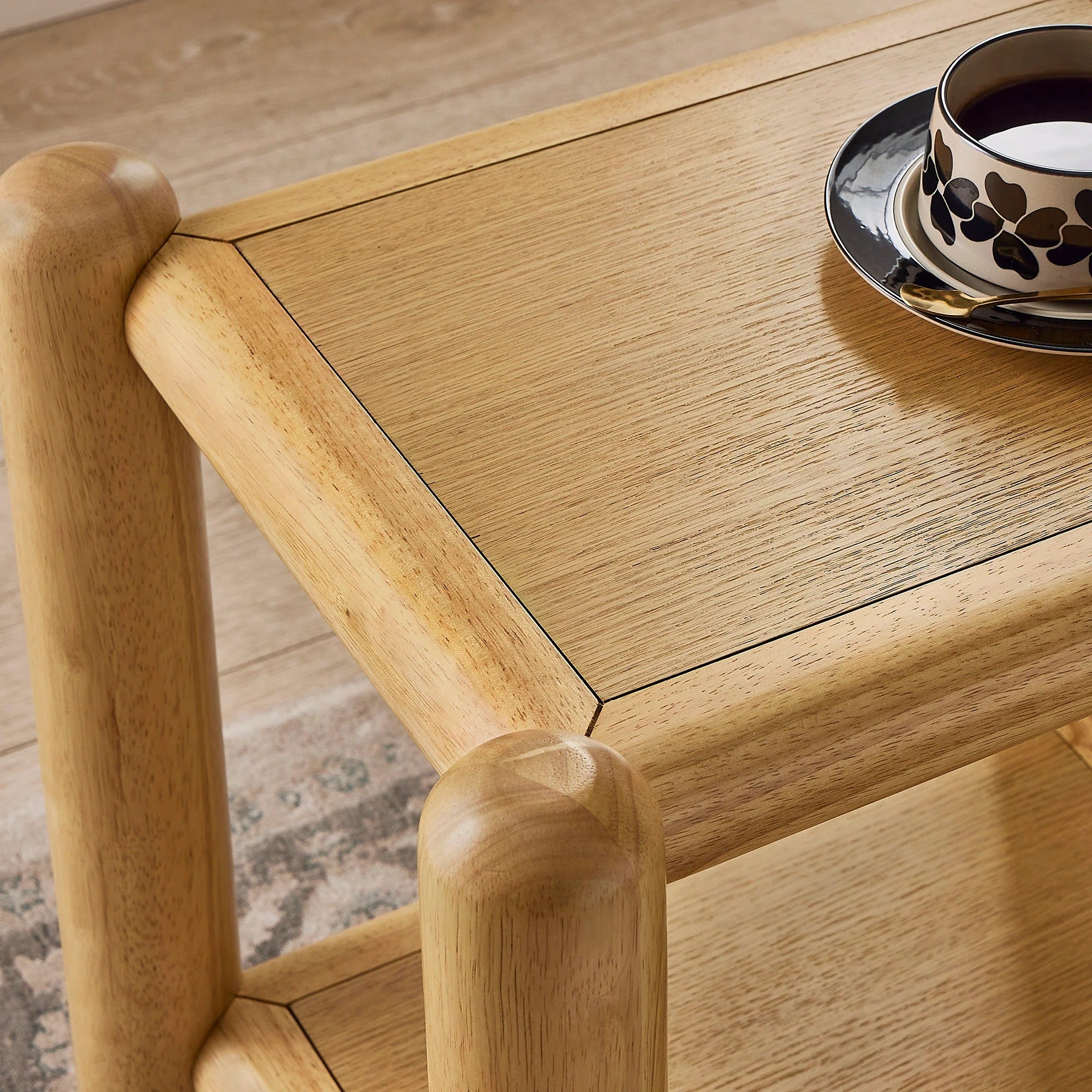Arcus Rectangular 2-Tier Side Table in Oak