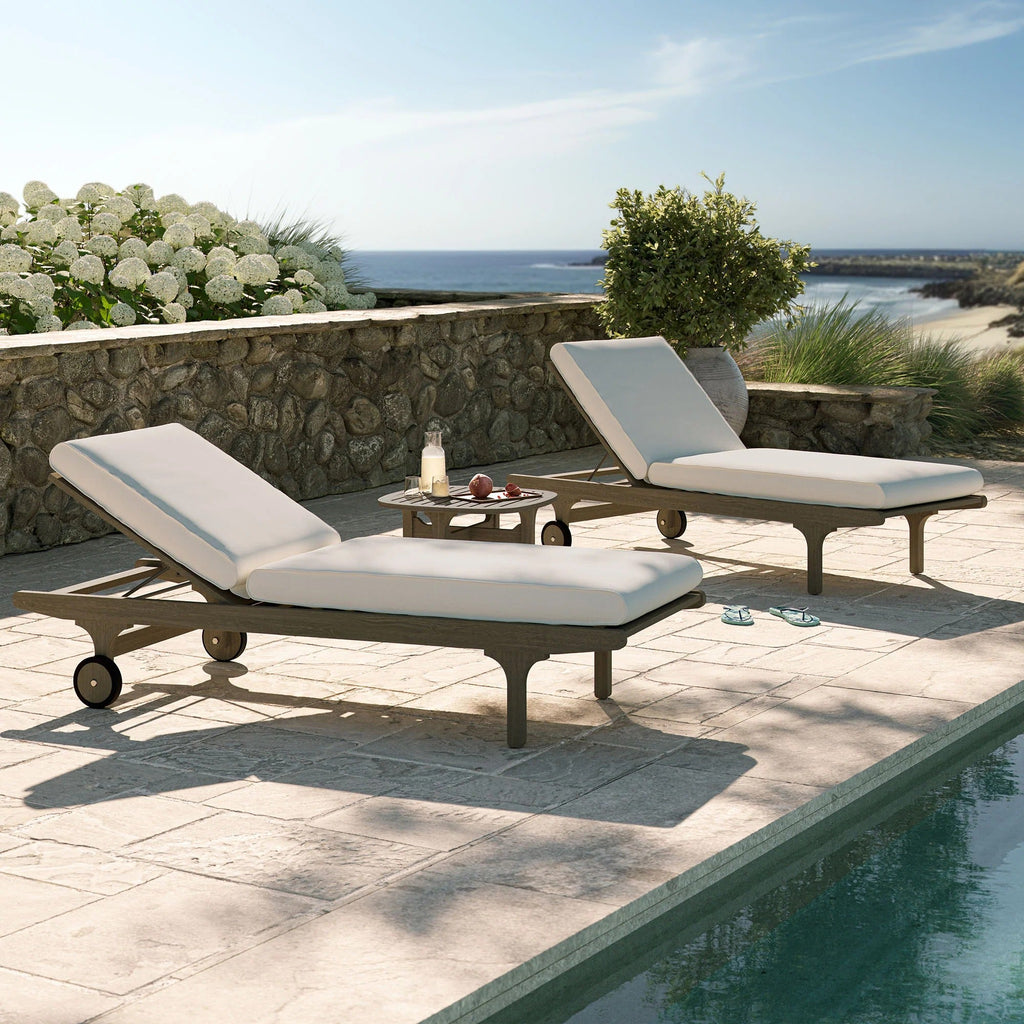 Saratoga Outdoor Teak Wood 3-Piece Chaise Lounge