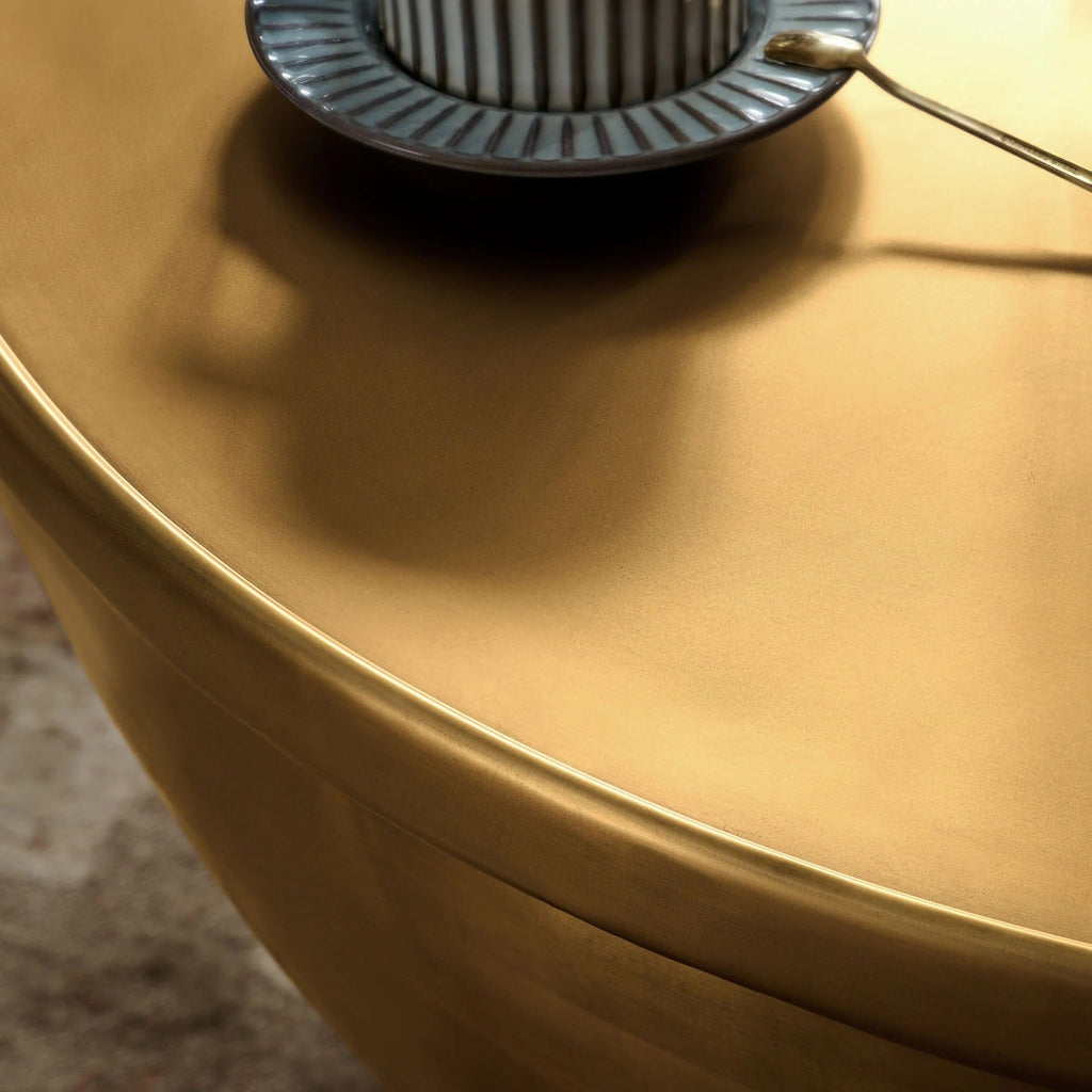 Viora 32 Inch Metal Storage Coffee Table in Burnished Brass