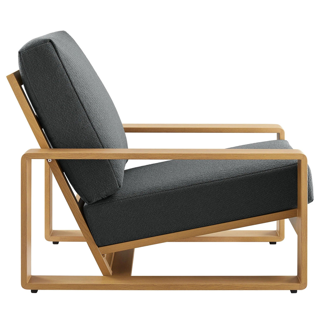 Lirienne Outdoor Patio Aluminum Faux Wood Armchair