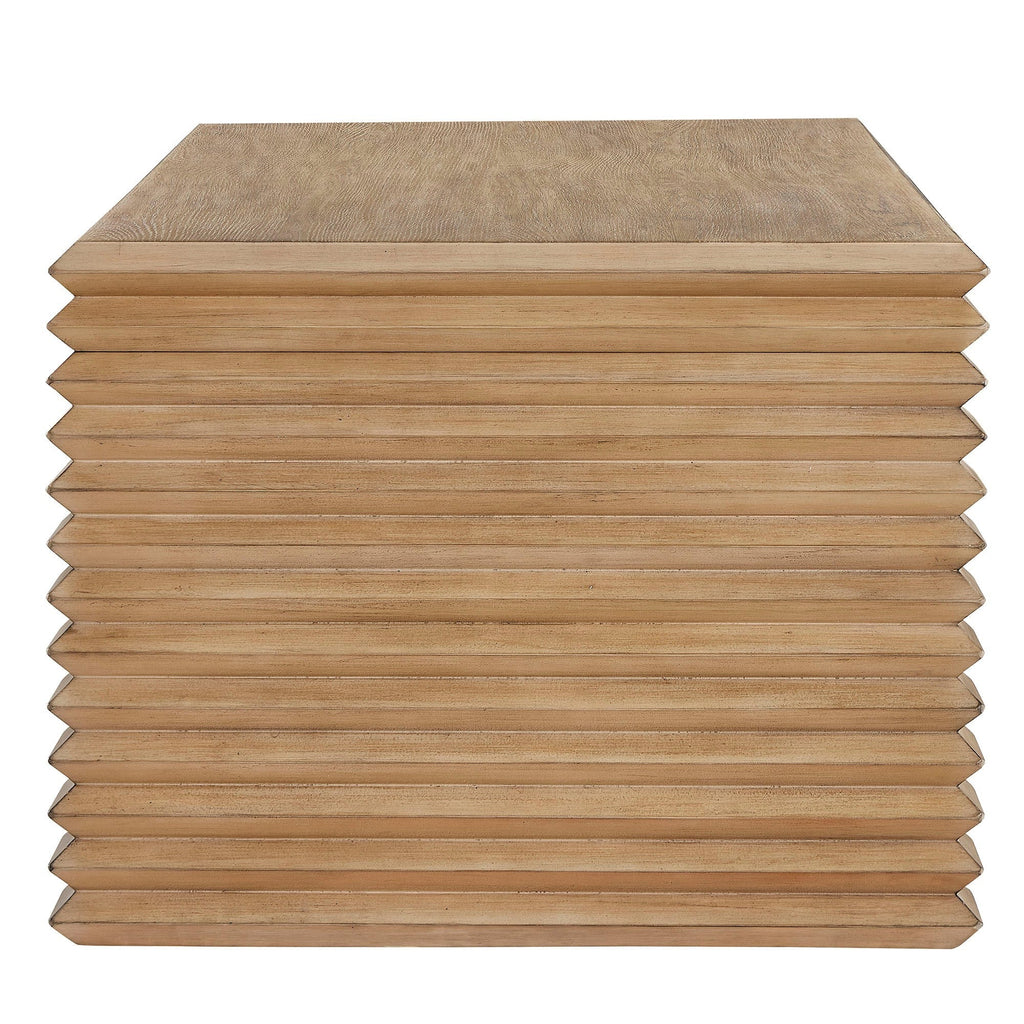 Canto Rectangular Stacked Design Coffee Table in Weathered Oak