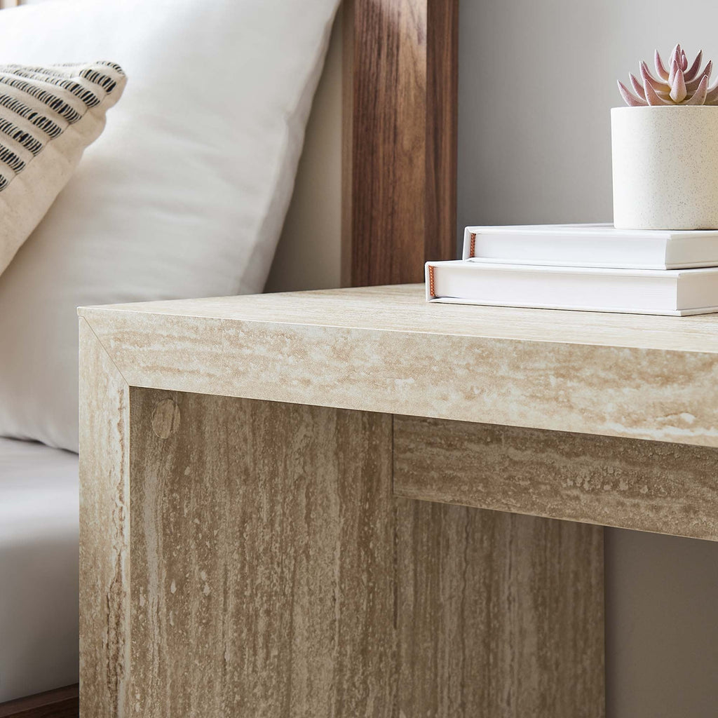 Mirella Faux Travertine Side Table in Travertine