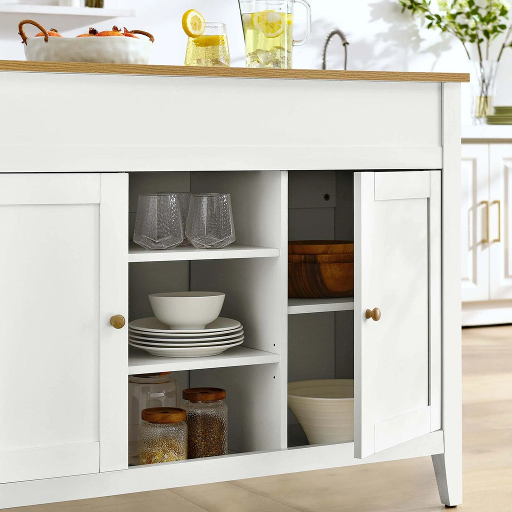 Garland 3-Piece Kitchen Island and Stool Set in Oak White