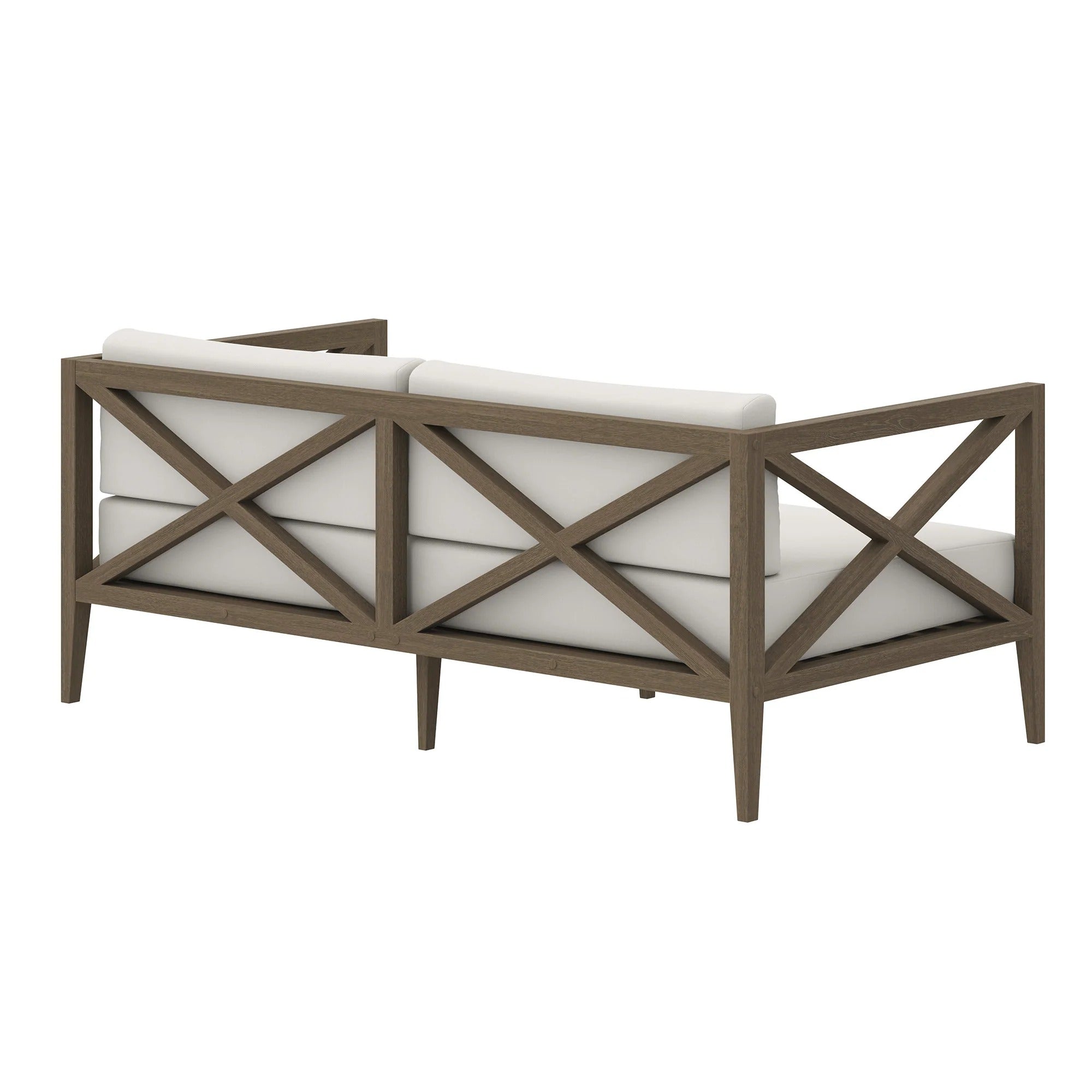Northlake Outdoor Patio Teak Loveseat in Weathered Gray White