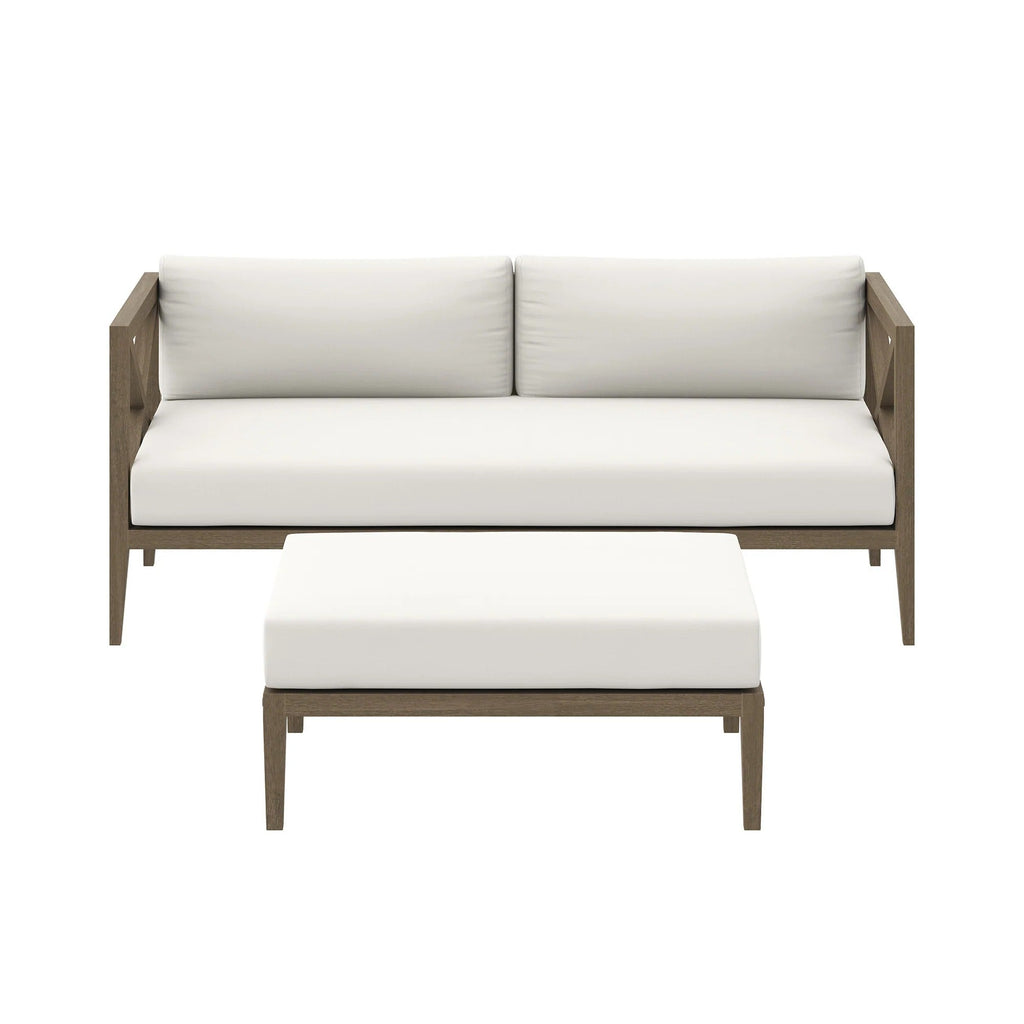 Northlake Outdoor Teak Wood Loveseat and Ottoman Set