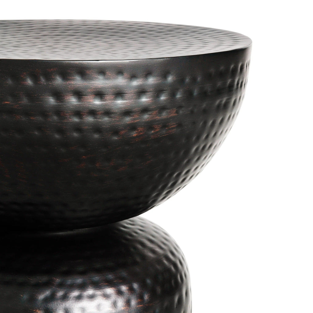 Mella Metal Hammered Side Table in Black