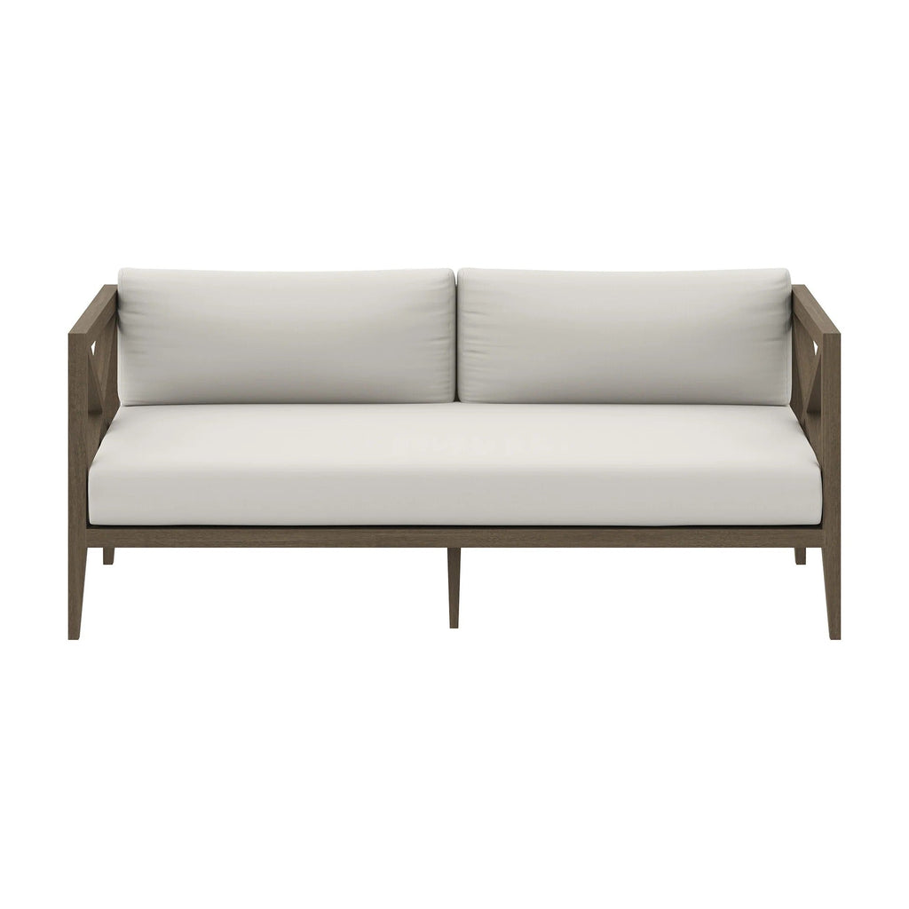 Northlake Outdoor Patio Teak Loveseat in Weathered Gray White