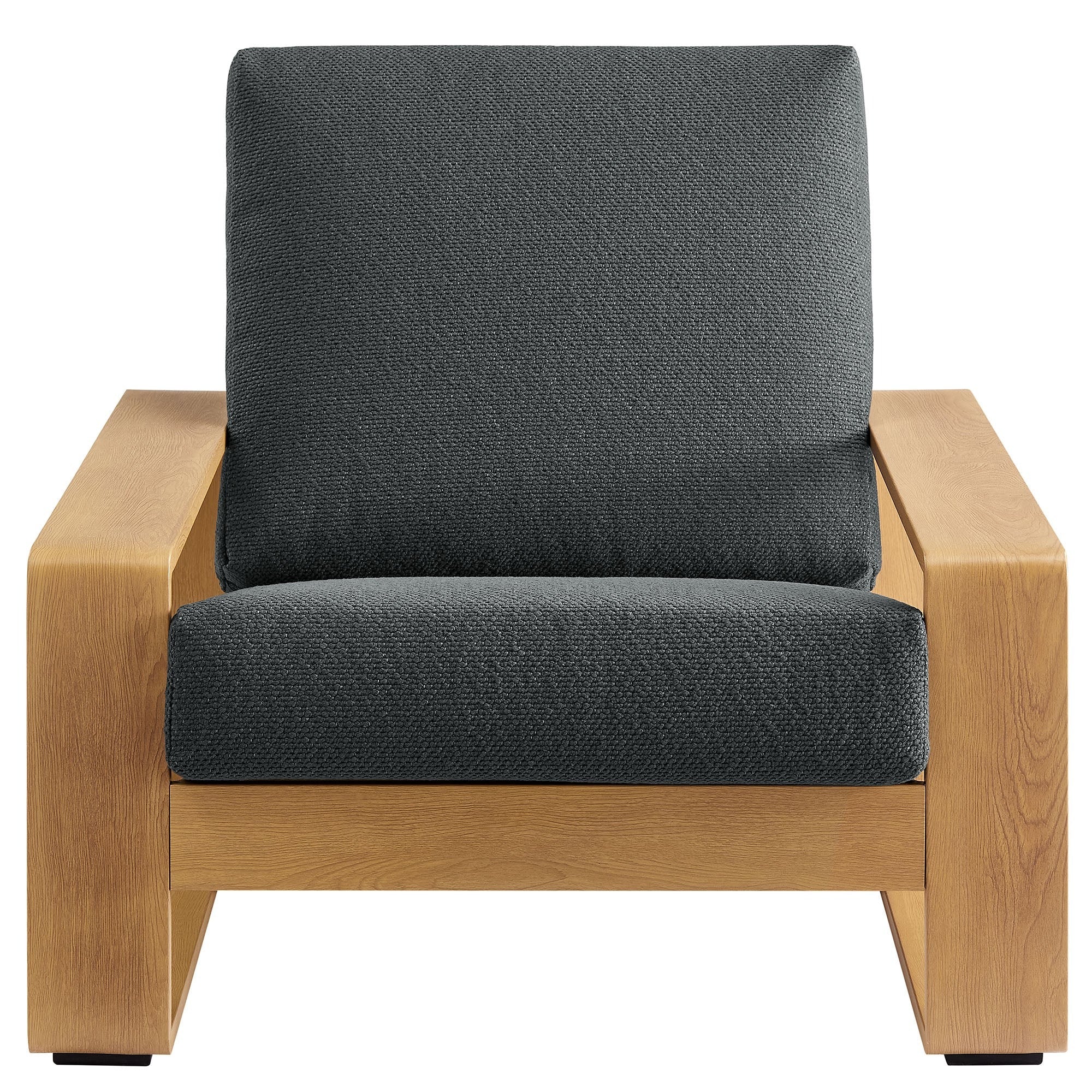 Lirienne Outdoor Patio Aluminum Faux Wood Armchair