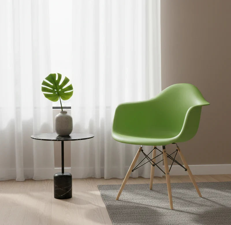 Eames Molded Plastic Armchair (Natural Wood Legs)