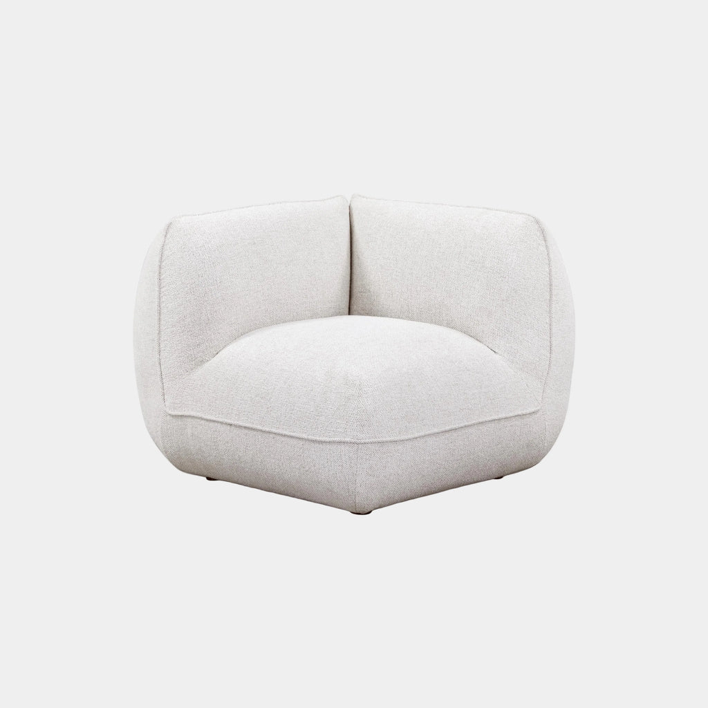 Arezza Stone White Contract-Grade Basketweave Chenille Corner Chair
