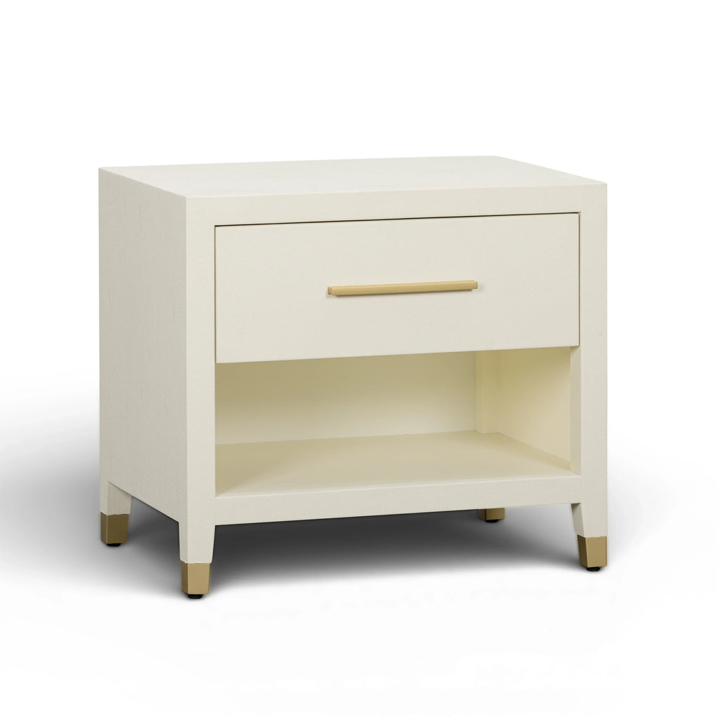 Dani 25" Cream Faux Shagreen Nightstand with Drawer