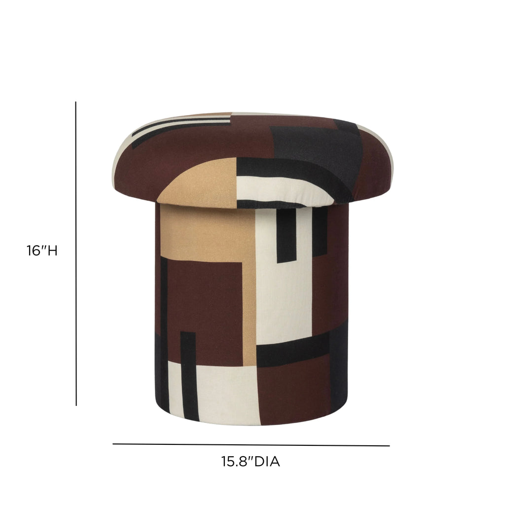 Lucy Print Mushroom Accent Stool