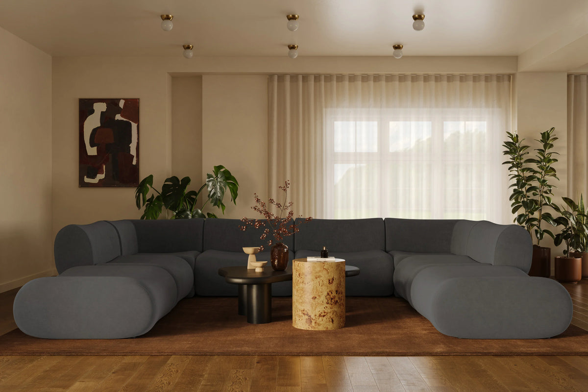 Zenith 8-Piece Contract-Grade Upcycled Fabric Modular U-Sectional