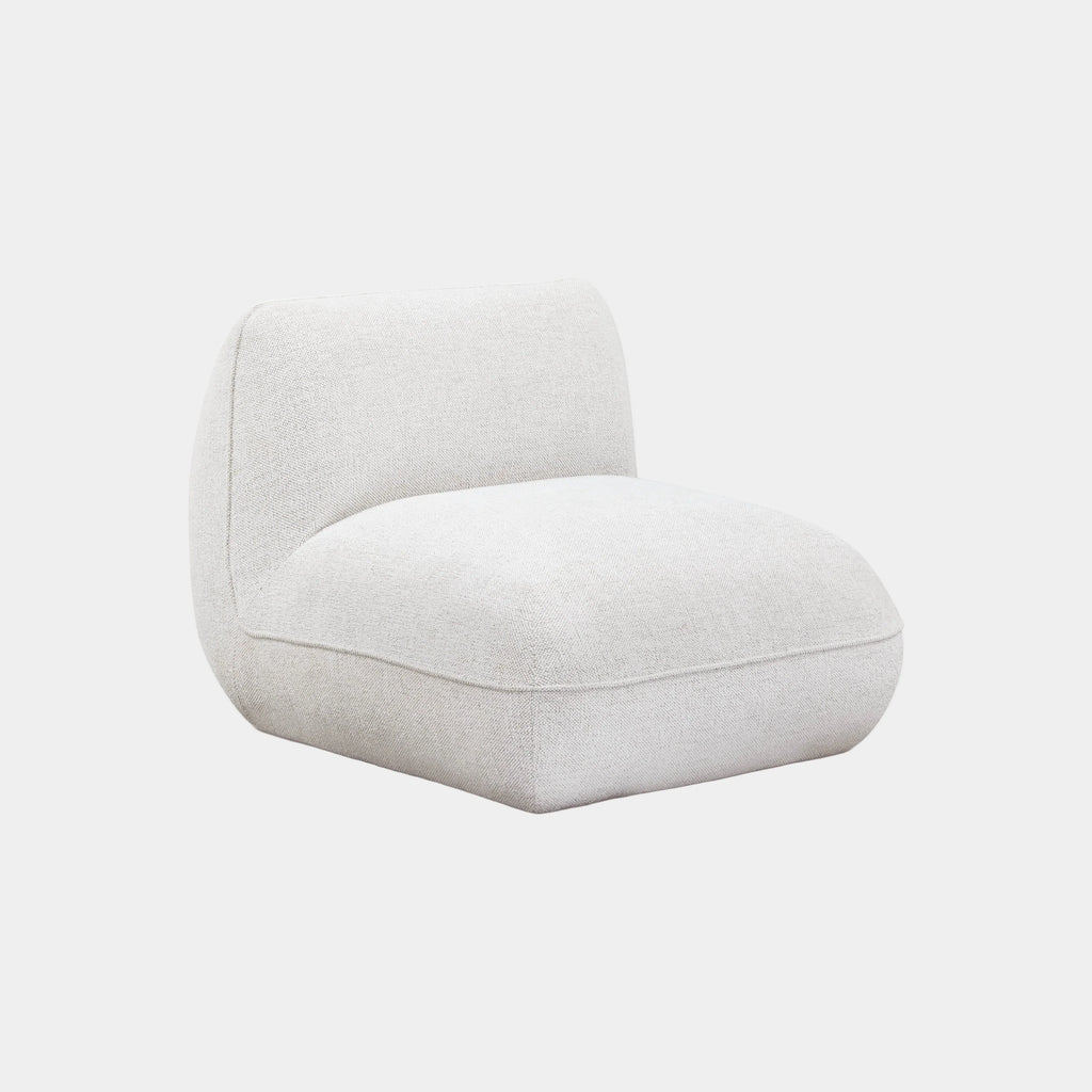 Arezza Stone White Contract-Grade Basketweave Chenille Armless Chair