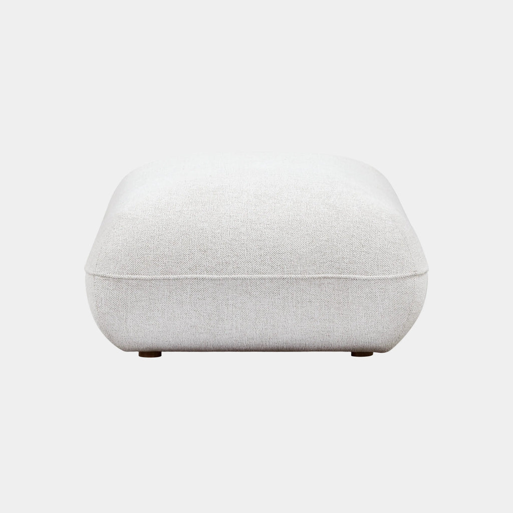 Arezza Stone White Contract-Grade Basketweave Chenille Ottoman