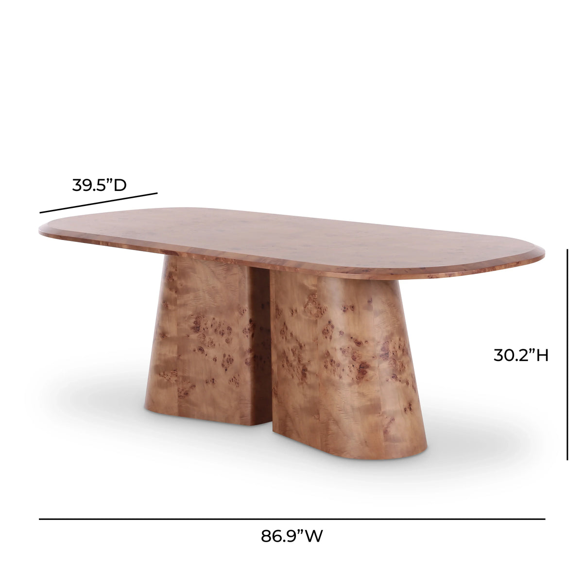 Gladyss 87" Burl Oval Dining Table