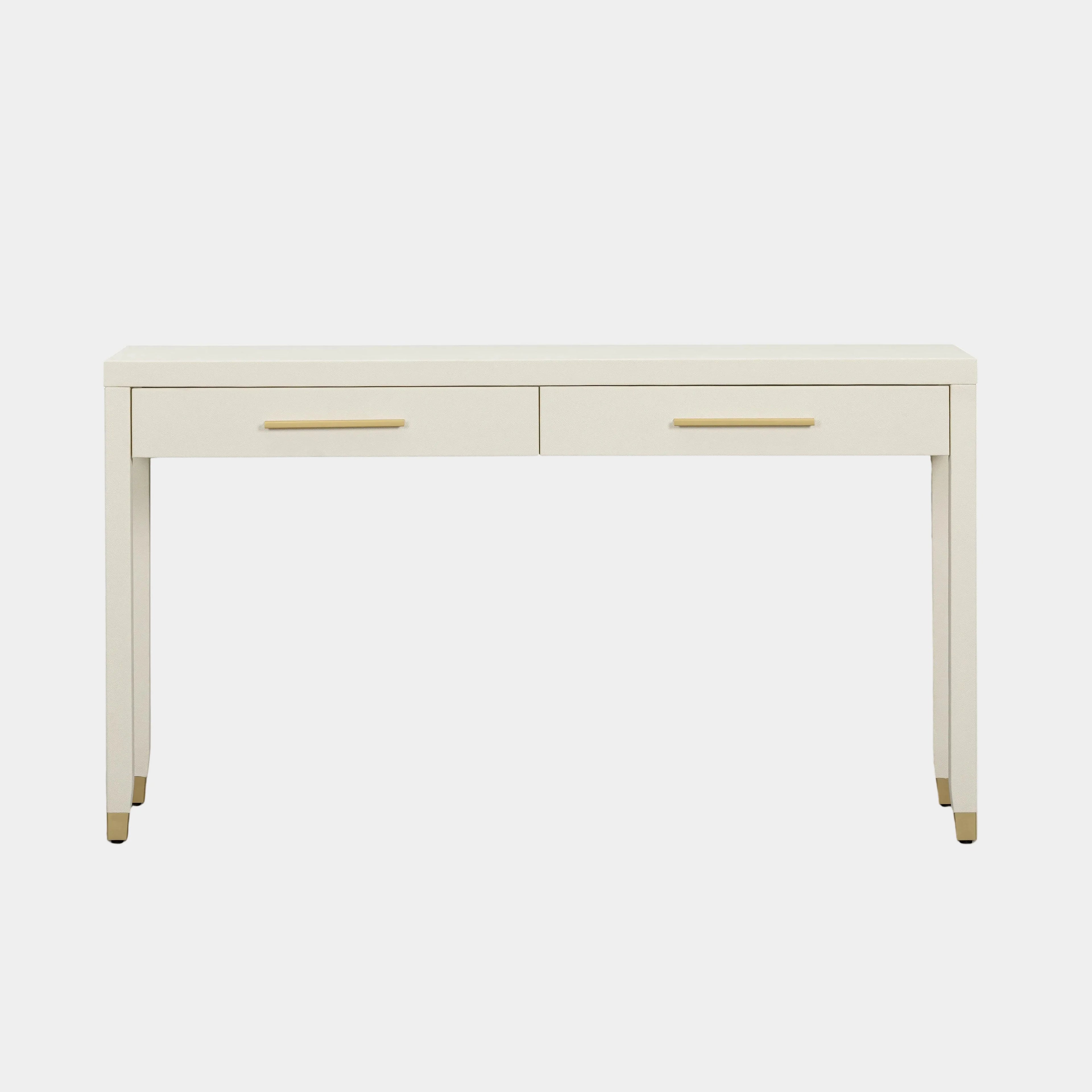 Dani 54" Cream Faux Shagreen 2-Drawer Console Table