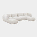 Arezza Stone White Contract-Grade Basketweave Chenille Modular U-Chaise Sectional