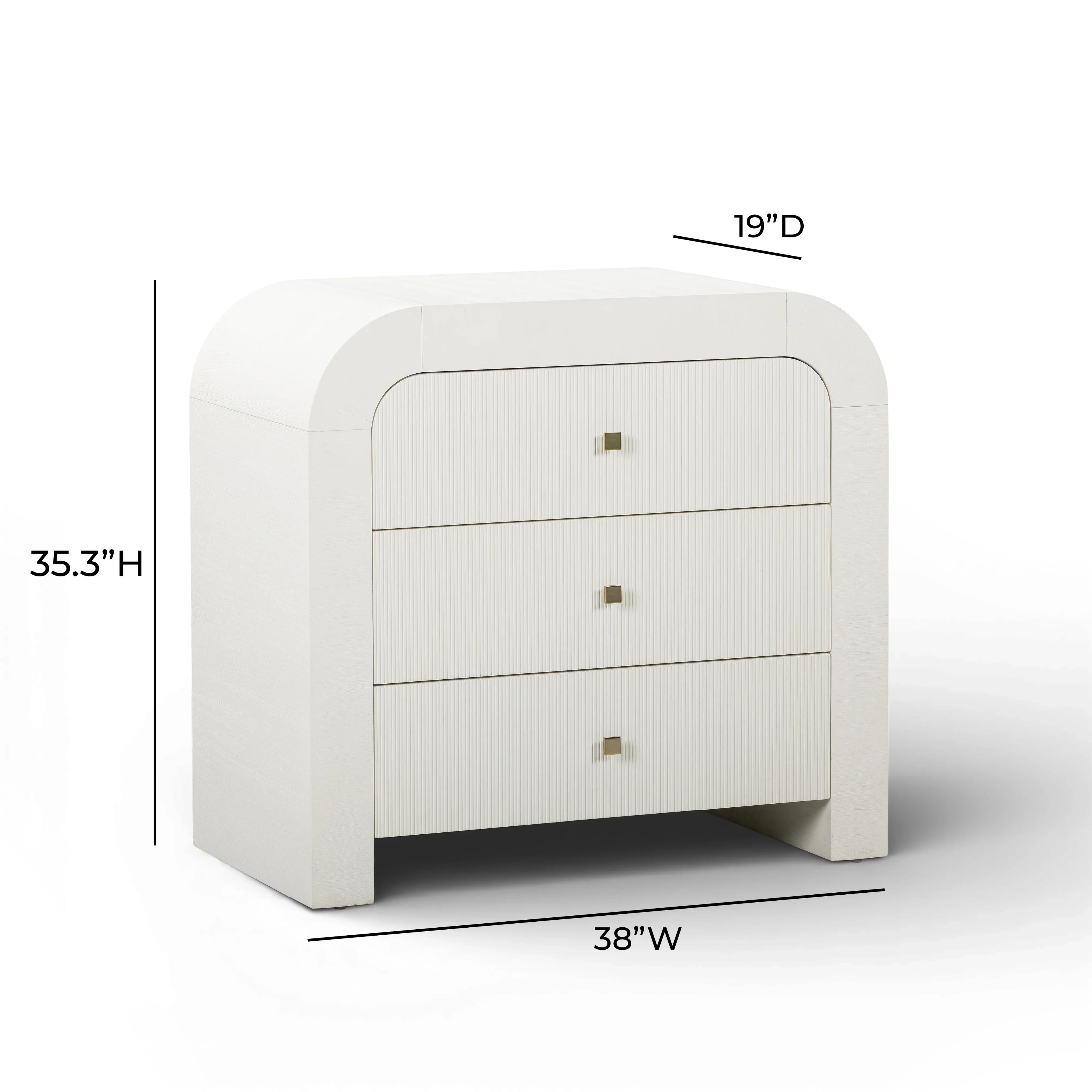 Hump 38" Arched 3-Drawer Bedside Chest