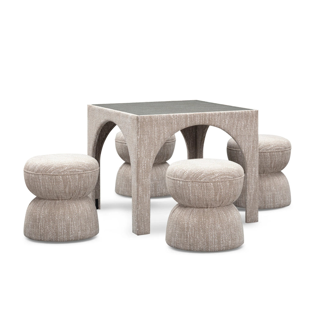 Tomlin Performance Chenille Game Table and Two Ottomans Set