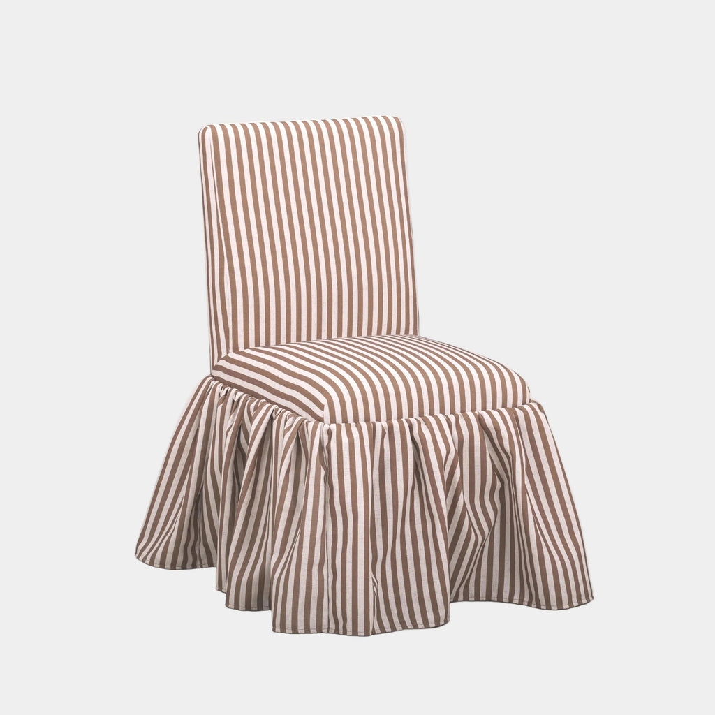 Gertrude Striped Performance Linen Skirted Dining Chair