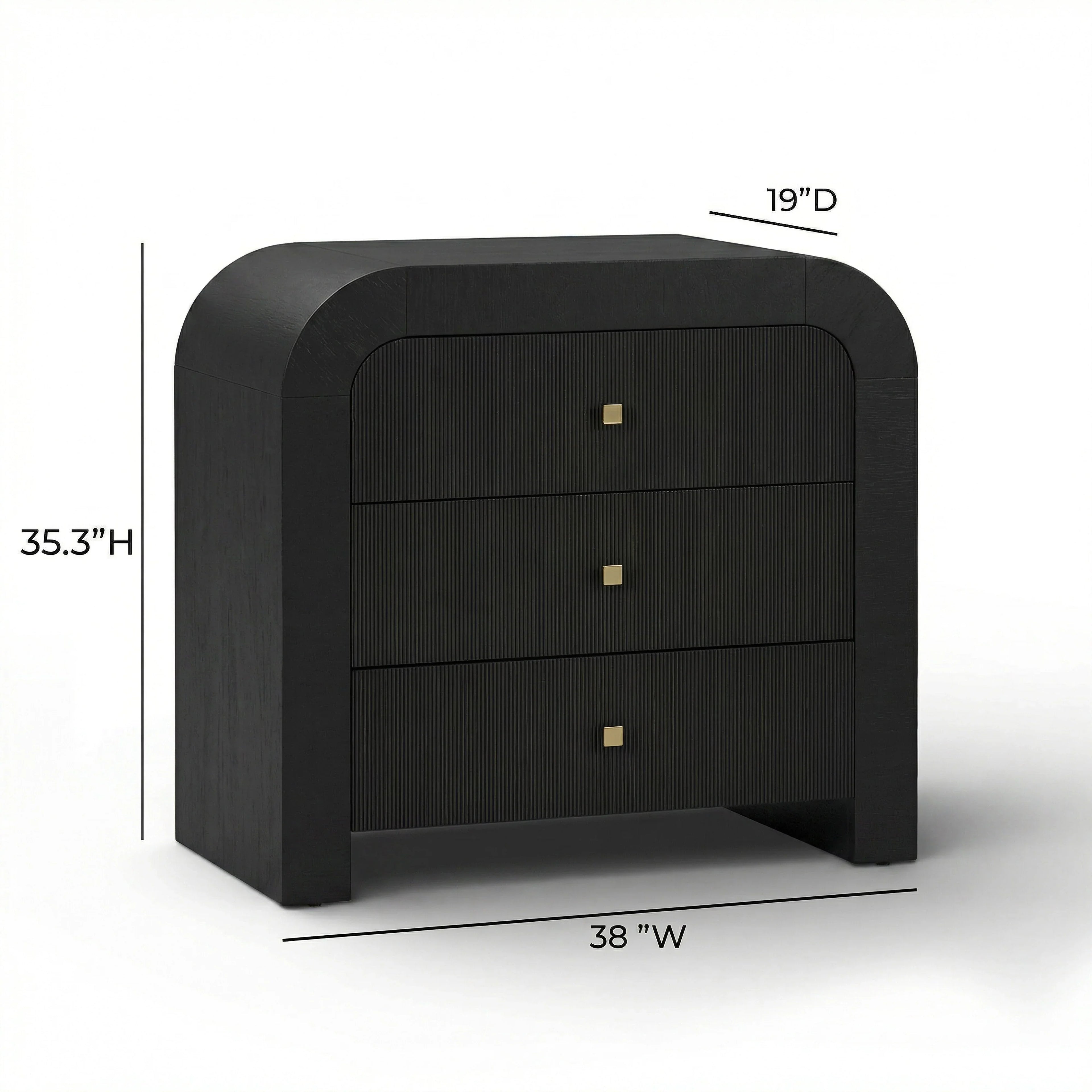 Hump 38" Arched 3-Drawer Bedside Chest