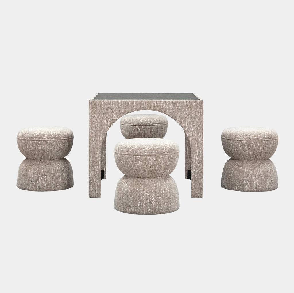 Tomlin Performance Chenille Game Table and Two Ottomans Set