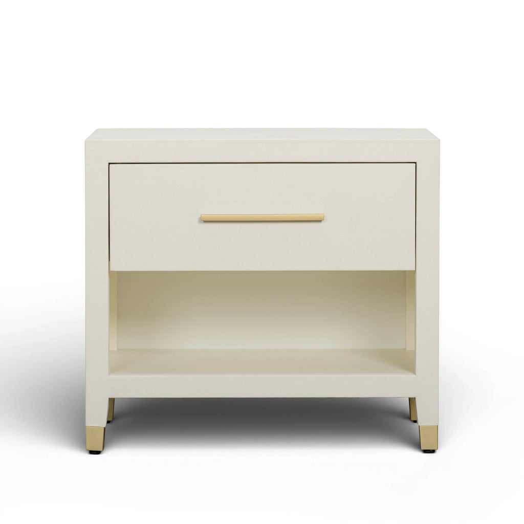 Dani 25" Cream Faux Shagreen Nightstand with Drawer