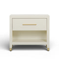Dani 25" Cream Faux Shagreen Nightstand with Drawer