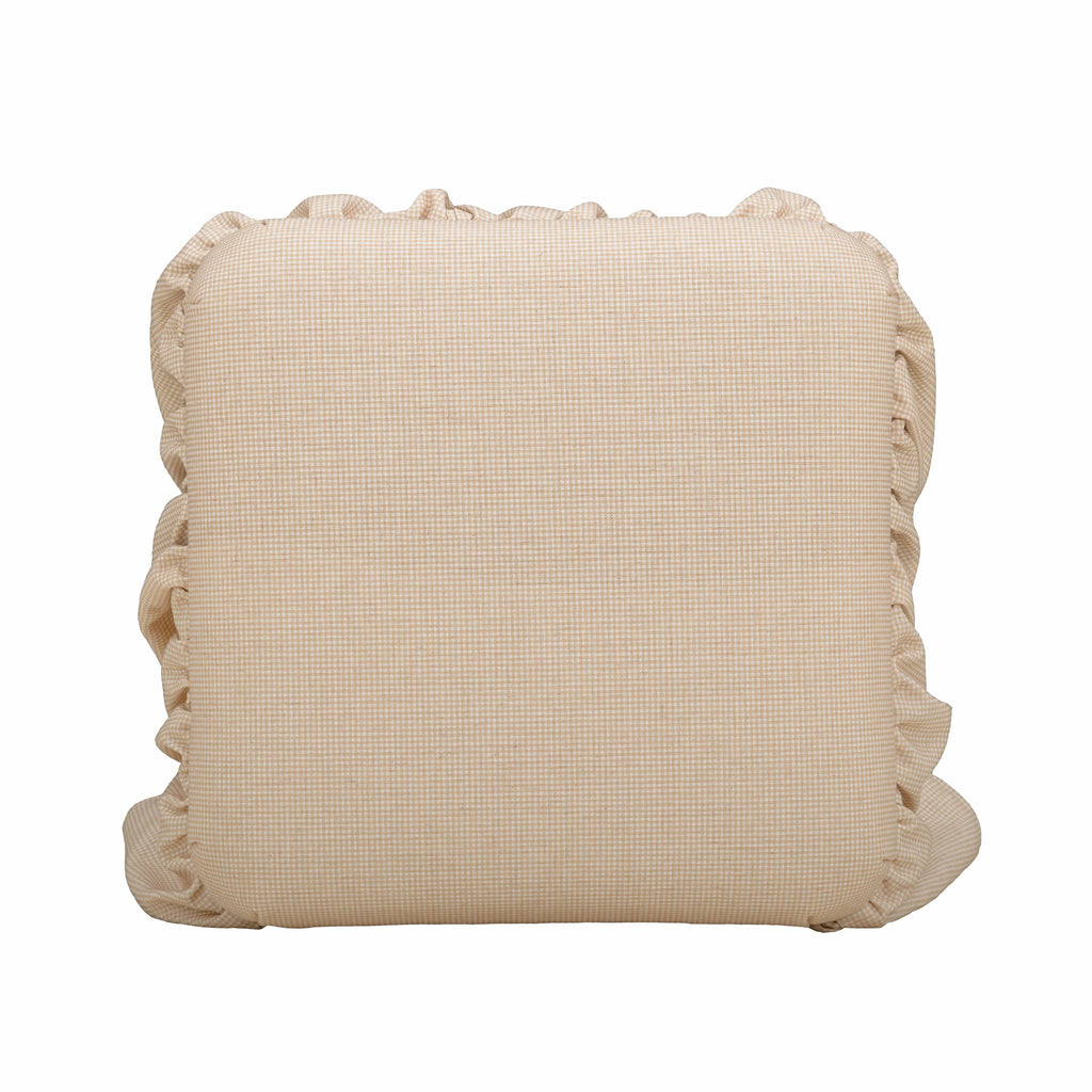 Gertrude Yellow Gingham Performance Linen Skirted Ottoman