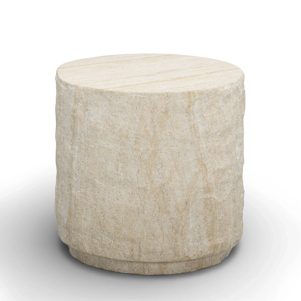 Roxanne Faux Travertine Indoor/Outdoor Concrete Side Table