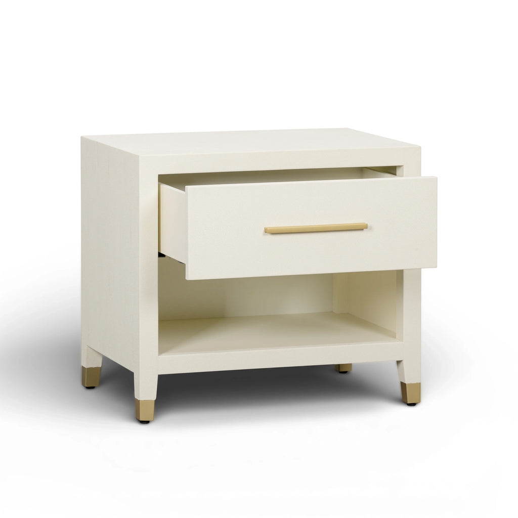 Dani 25" Cream Faux Shagreen Nightstand with Drawer