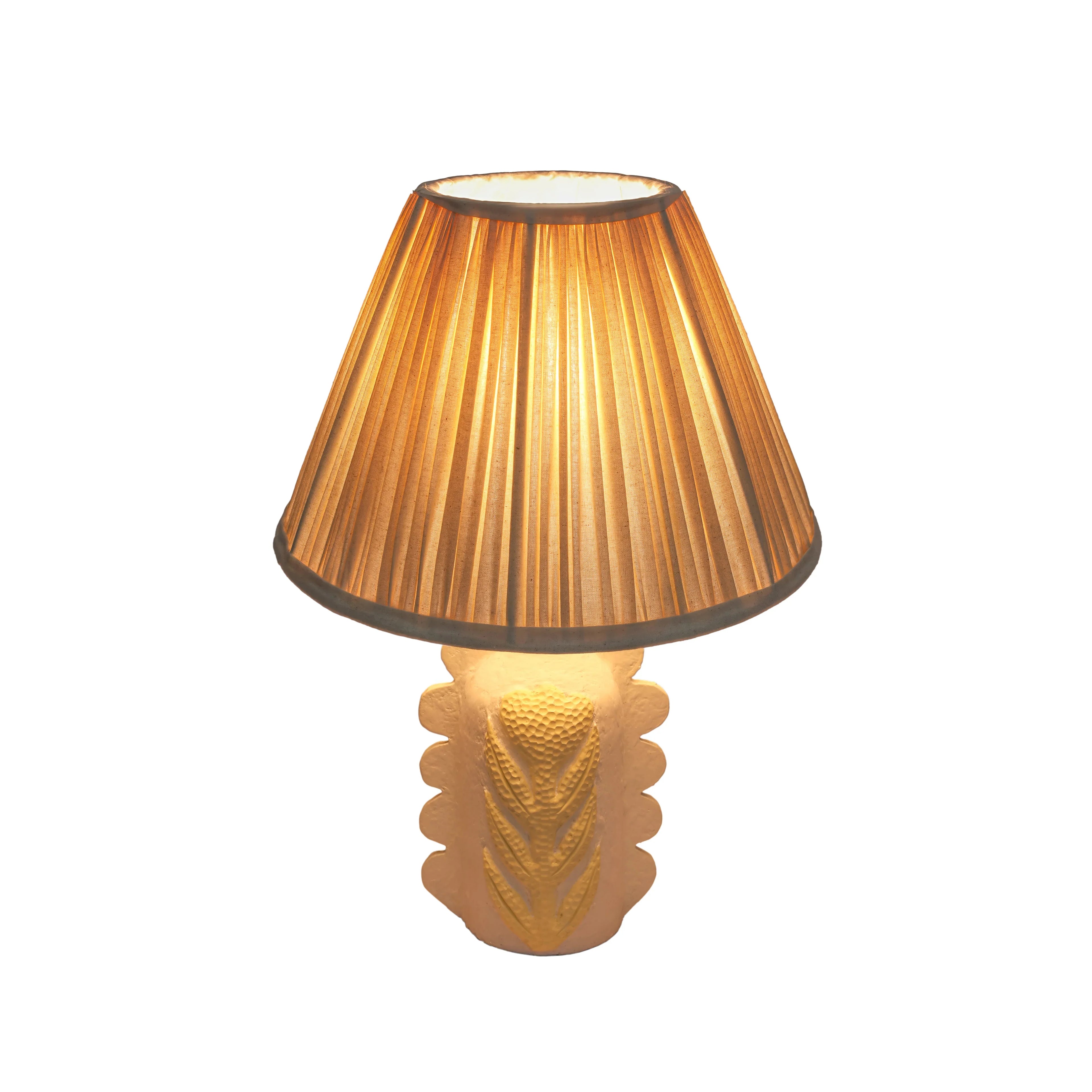 Edith Scalloped Papier Mache Flower Pleated Table Lamp