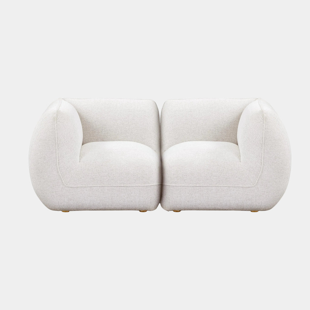 Arezza 80" Stone White Contract-Grade Basketweave Chenille Modular Loveseat