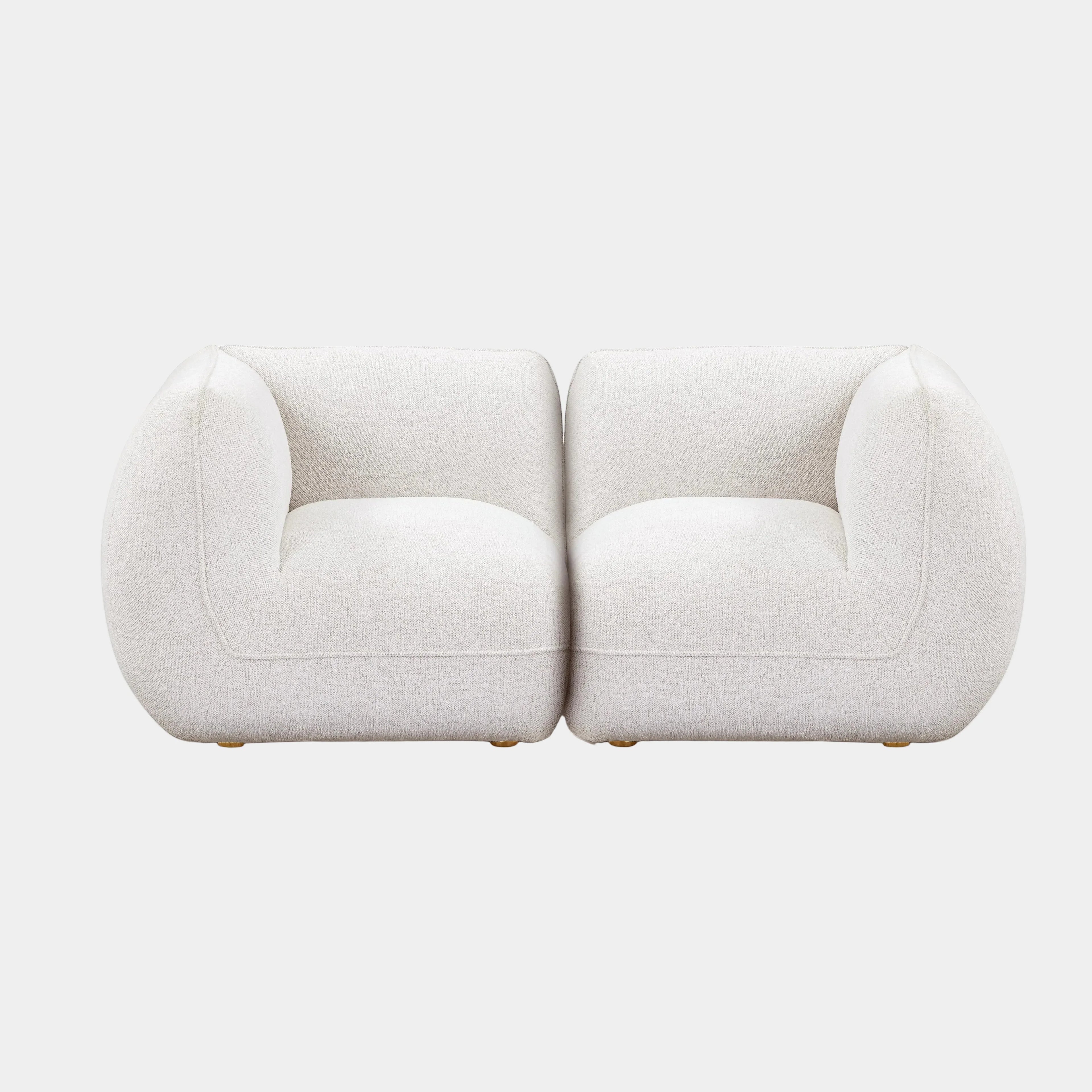 Arezza 80" Stone White Contract-Grade Basketweave Chenille Modular Loveseat