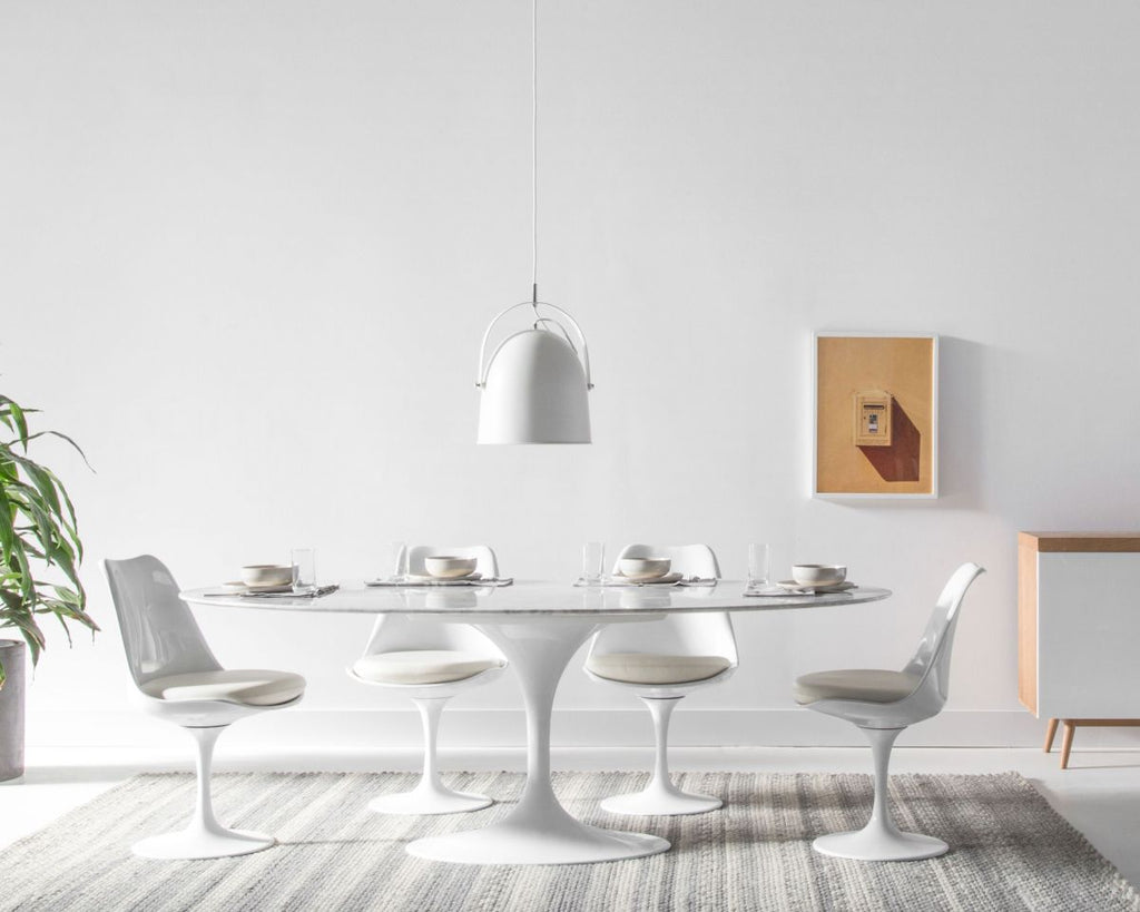 Tulip Table Oval - Carrara White Marble